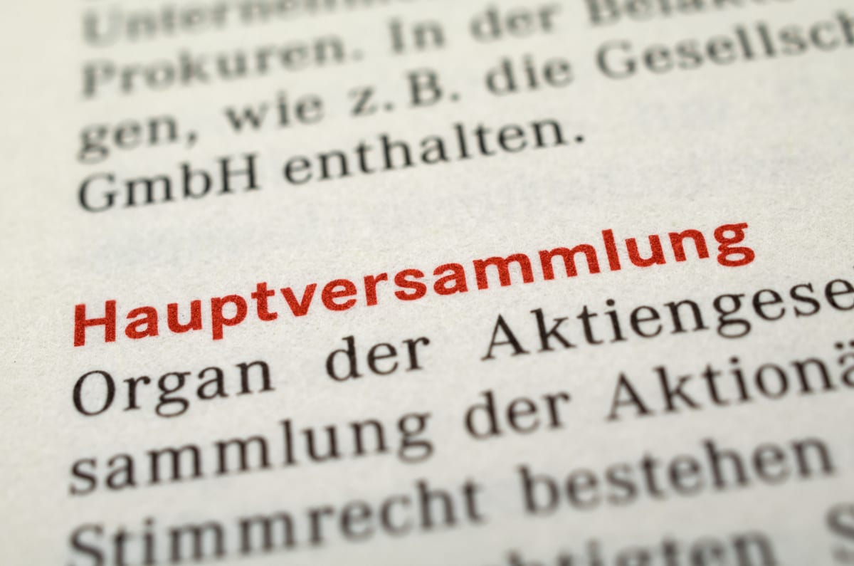 Lexikoneintrag: Hauptversammlung als Organ der Aktiengesellschaft mit Stimmrecht der Aktionäre
